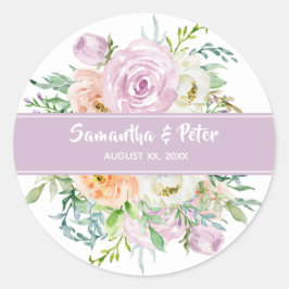 Adesivo Redondo Summer Flowers Floral Round Wedding Sticker