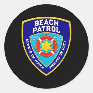 Adesivo Redondo Summer Funny Beach Patrol Ocean For ever On Duty L