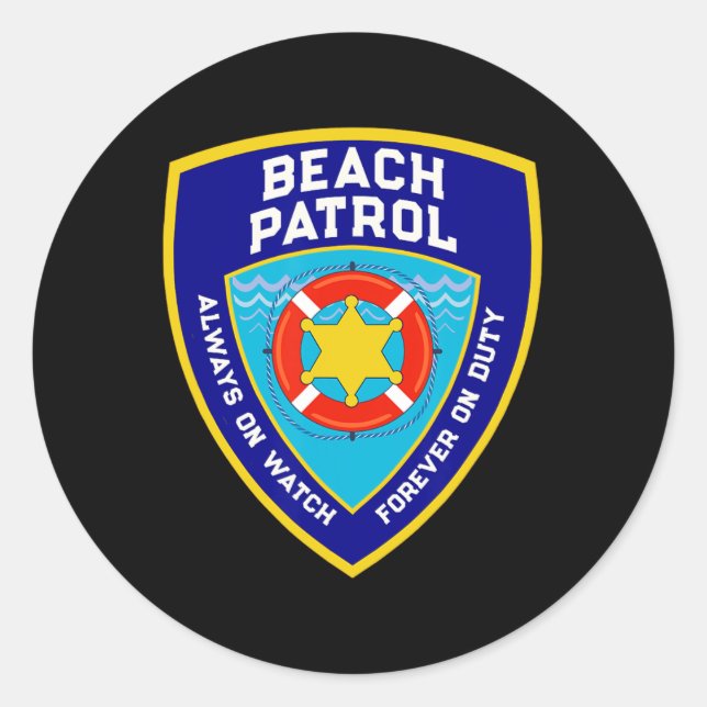 Adesivo Redondo Summer Funny Beach Patrol Ocean For ever On Duty L (Frente)