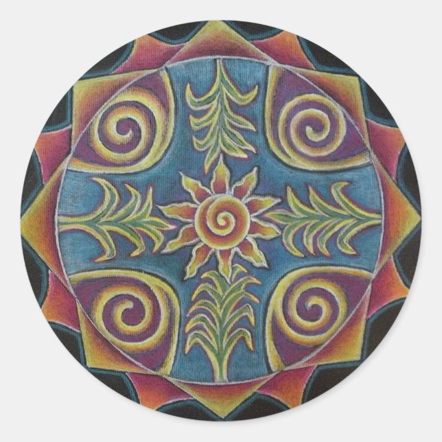 Adesivo Redondo Summer Sun Mandala (Frente)