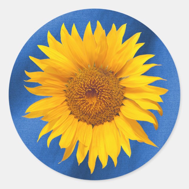 Adesivo Redondo Summer Sunflower Royal Blue Wedor Favor (Frente)
