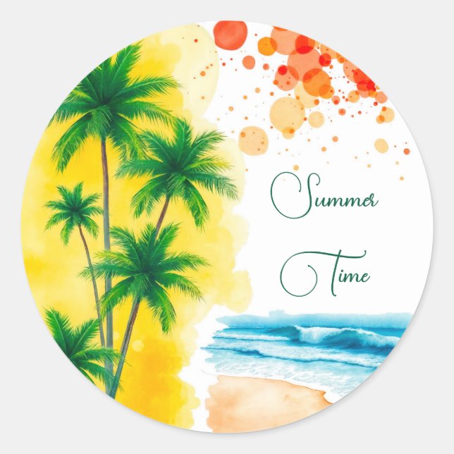 Adesivo Redondo “Summer Time” beach design Round Clock (Frente)