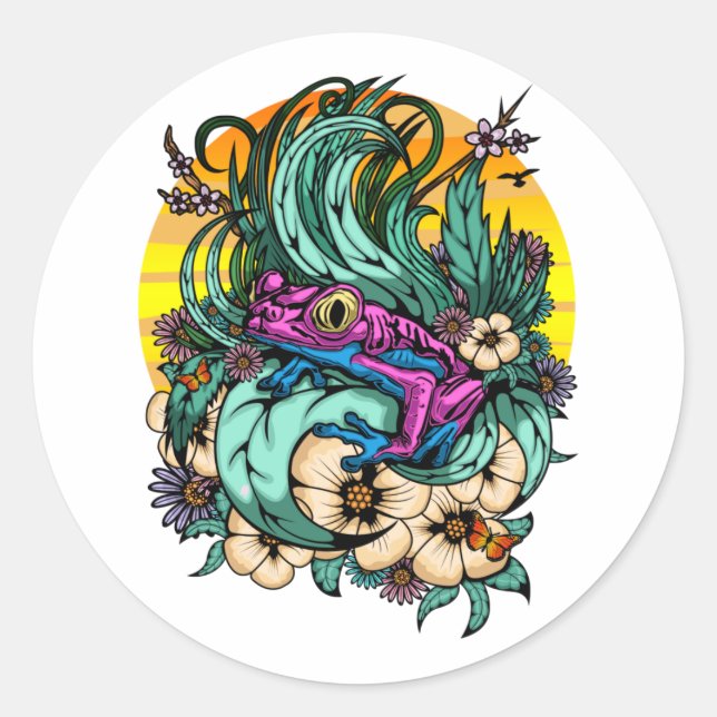 Adesivo Redondo Summer Tree Frog  (Frente)