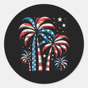 Adesivo Redondo Summer USA Flag 4 de julho