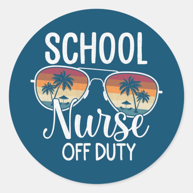 Adesivo Redondo Summer Vacation School End Of Year School Nurse (Frente)