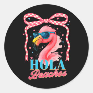 Adesivo Redondo Summer Vibes Beach Flamingo Coquette Summertime Ho