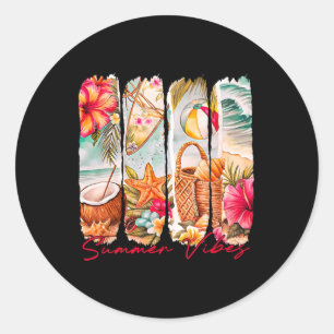 Adesivo Redondo Summer Vibes Retro Beach Summer Vacching