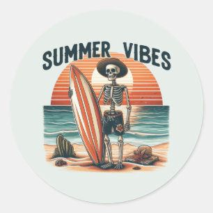 Adesivo Redondo Summer Vibes - Surfer
