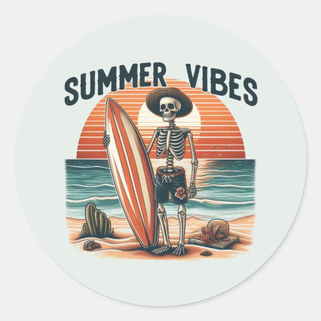 Adesivo Redondo Summer Vibes - Surfer (Frente)