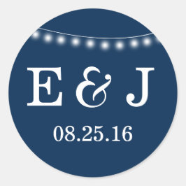 Adesivo Redondo Summer Wedding String Luz Azul