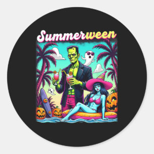 Adesivo Redondo Summerbetween Summer Halloween Zombie Frankenstein