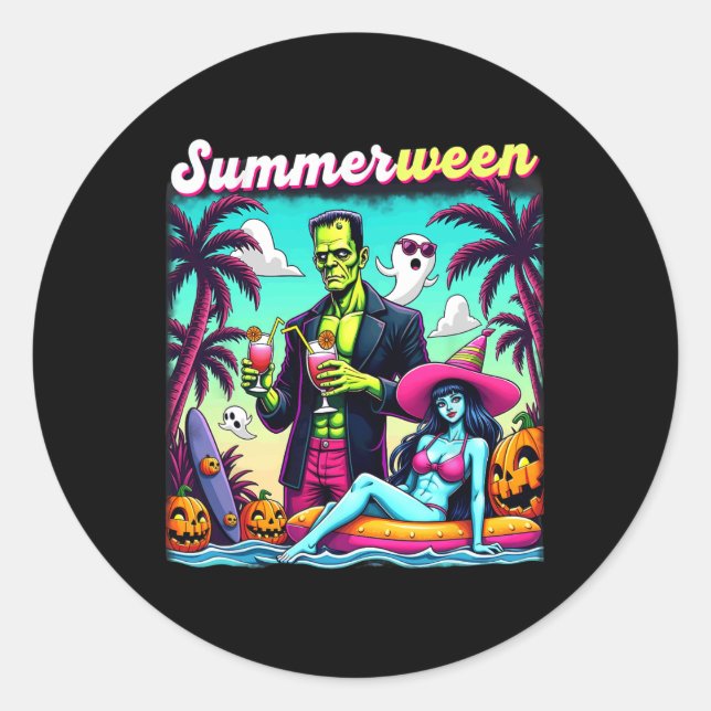 Adesivo Redondo Summerbetween Summer Halloween Zombie Frankenstein (Frente)