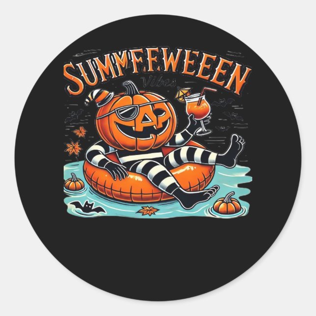 Adesivo Redondo Summerbetween Vibes Spooky Summer Pumpkin Sobredim (Frente)