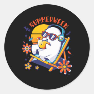 Adesivo Redondo SummerEntre Cute Spooky Summer Ghost Halloween Lov