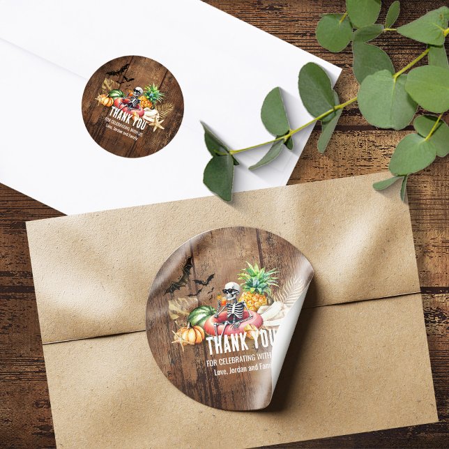 Adesivo Redondo Summerentre Festa de aniversário Verão e Halloween (Criador carregado)