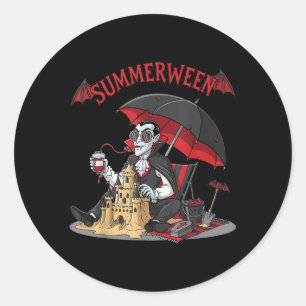 Adesivo Redondo Summerentre Vamire Beach Dracula Sandcastle Gótico