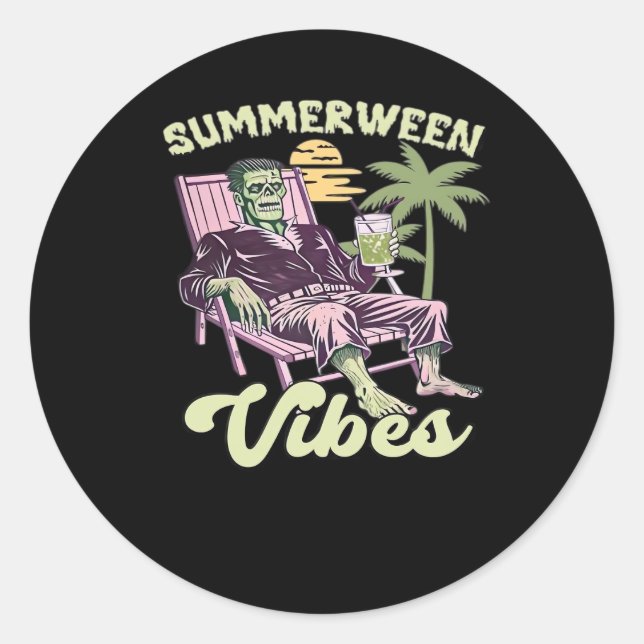 Adesivo Redondo Summerween Vibes Halloween Classic (Frente)