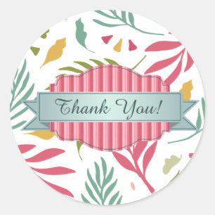 Adesivo Redondo Summery Scattered Leaf Pattern ID387