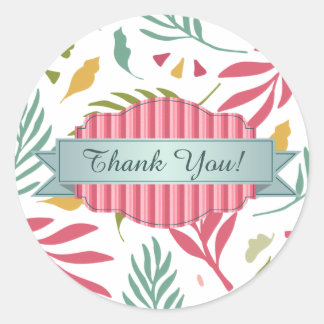 Adesivo Redondo Summery Scattered Leaf Pattern ID387