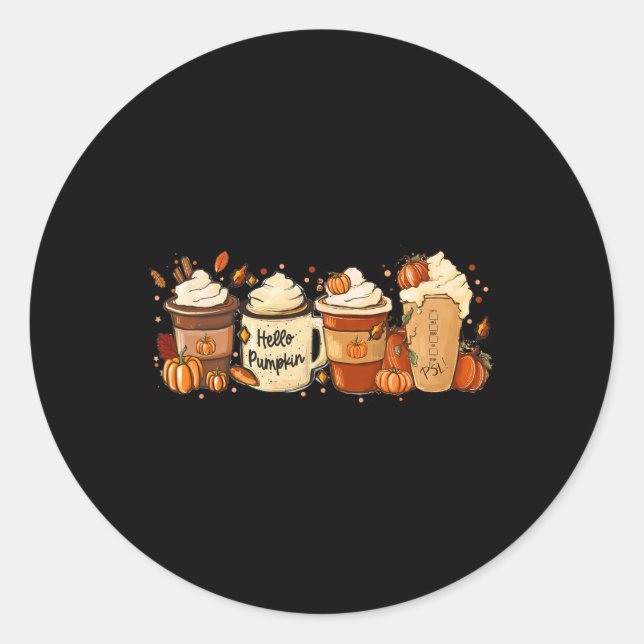 Adesivo Redondo Sumo Café Pumpkin Especiarias Latte Bebidas Outono (Frente)
