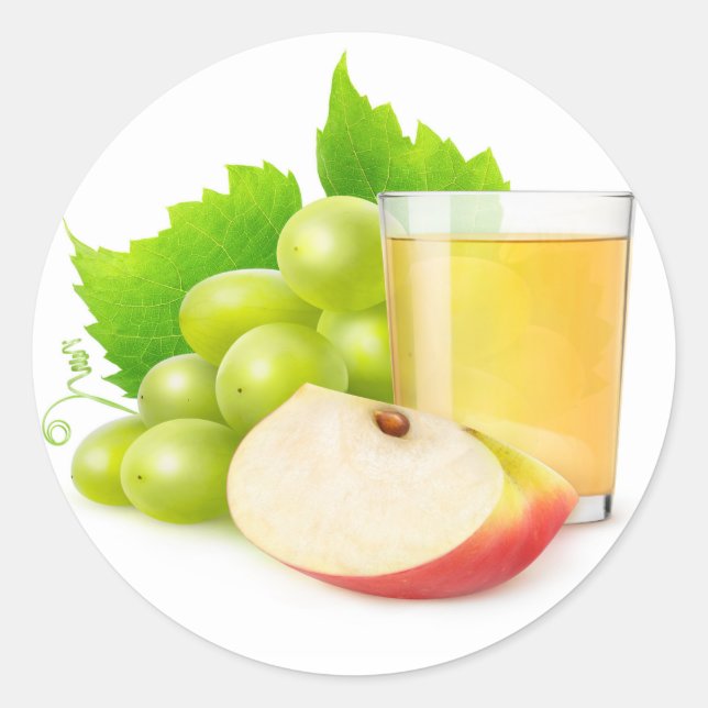 Adesivo Redondo Sumo de uvas e de maçã (Frente)