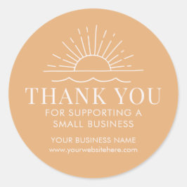 Adesivo Redondo Sun e Beach Wave Modern Small Business Obrigado