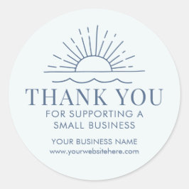 Adesivo Redondo Sun e Beach Wave Modern Small Business Obrigado