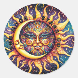 Adesivo Redondo Sun, Lua e Estrelas Co.