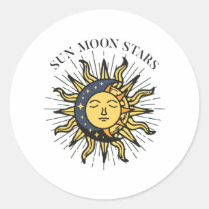 Adesivo Redondo Sun Moon Stars