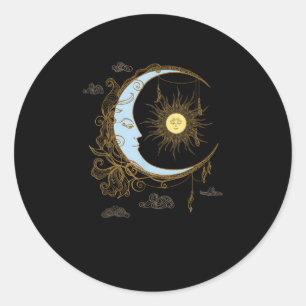 Adesivo Redondo Sun Moon Vintage 90s Bruxa Whimsigoth