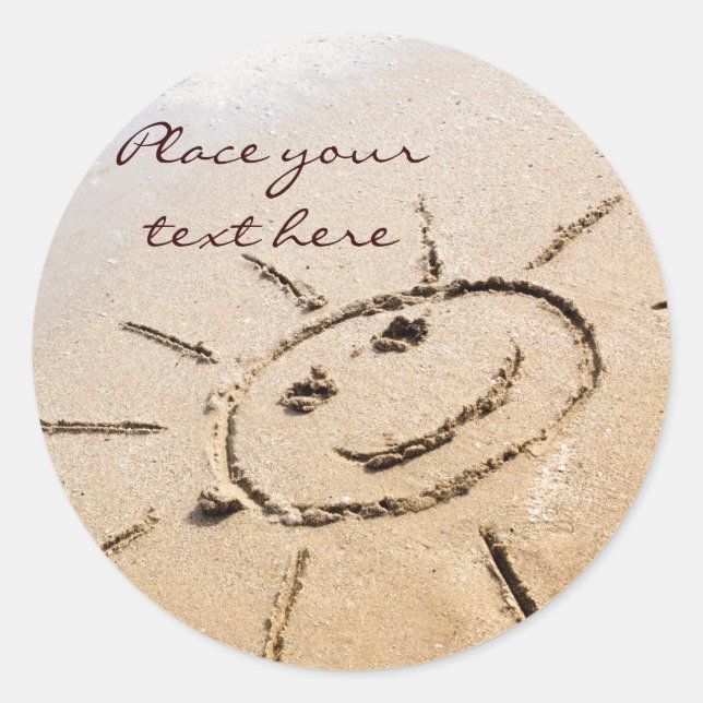 Adesivo Redondo Sun Na Praia (Frente)