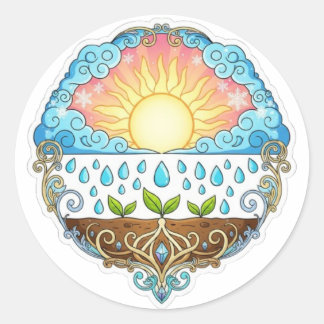 Adesivo Redondo Sun Rain Growth Nature Symbol Illustration design 