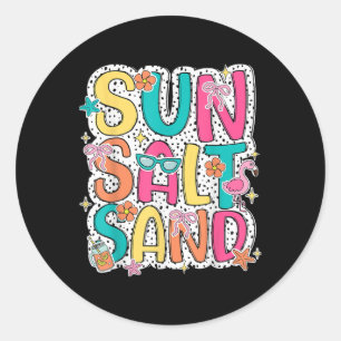 Adesivo Redondo Sun Salt Sand Funny Beach Palm Tree Summer Vacatie