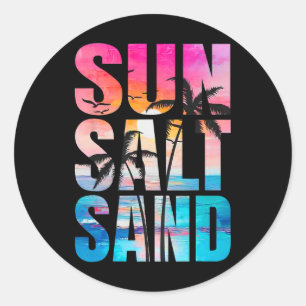 Adesivo Redondo Sun Salt Sand Summer Vacing Hawaii Beach Funny F
