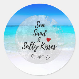 Adesivo Redondo Sun Sand e Salty Kisses Tropical Beach