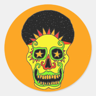 Adesivo Redondo Sun Skull sticker dia e noite
