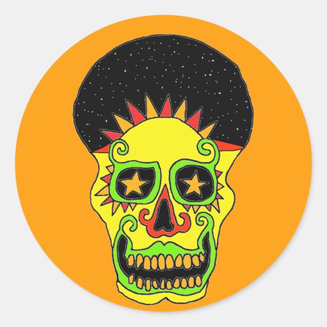 Adesivo Redondo Sun Skull sticker dia e noite (Frente)