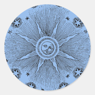 Adesivo Redondo Sun Stars Antiguamente Night Sky Medieval Zodieval
