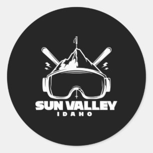 Adesivo Redondo Sun Valley Idaho Souvenir Ski Snowboard