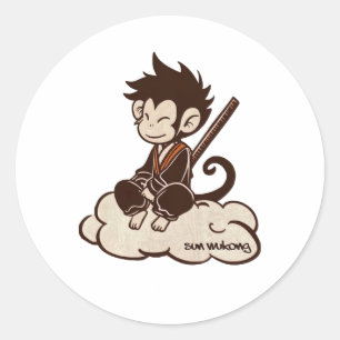 Adesivo Redondo Sun Wukong Surfando Em Um Macaco Rei Da Nuvem Chin
