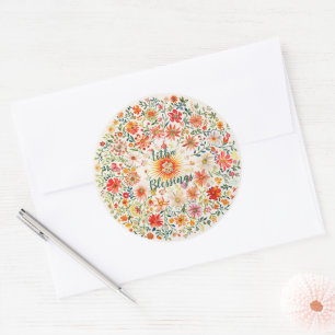 Adesivo Redondo Sunburst e Floral Patterno Litha