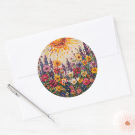 Adesivo Redondo Sunburst e Floral Patterno Litha