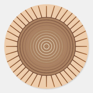 Adesivo Redondo Sunburst geométrico moderno - Brown e Tan