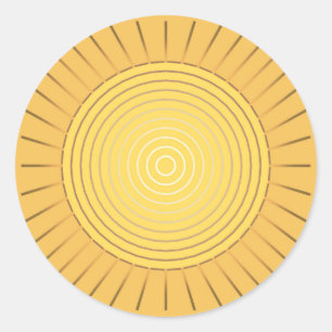 Adesivo Redondo Sunburst geométrico moderno - ouro/amarelo da