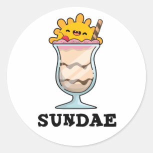 Adesivo Redondo Sundae Funny Sunday Sorvete Pun