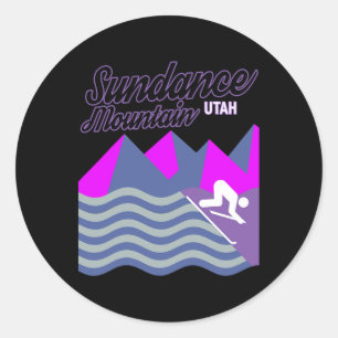 Adesivo Redondo Sundance Mountain Utah Usa Ski Resort Snowboard