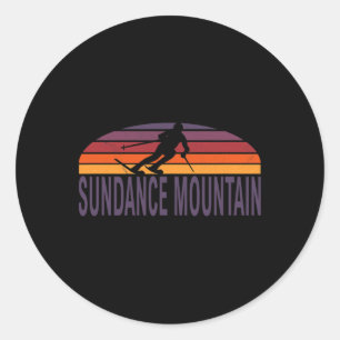 Adesivo Redondo Sundance Mountain Utah Usa Ski Resort Snowboard
