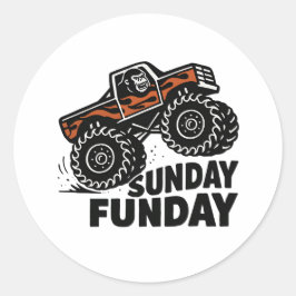 Adesivo Redondo Sunday Funday Gorilla Monster Truck Funny Sticker