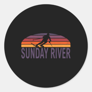 Adesivo Redondo Sunday River Newry Maine New England Usa Ski Snowb