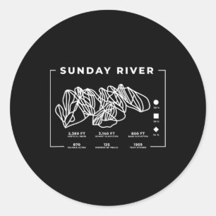 Adesivo Redondo Sunday River Ski Snowboard Skiing Maine Skie Skie